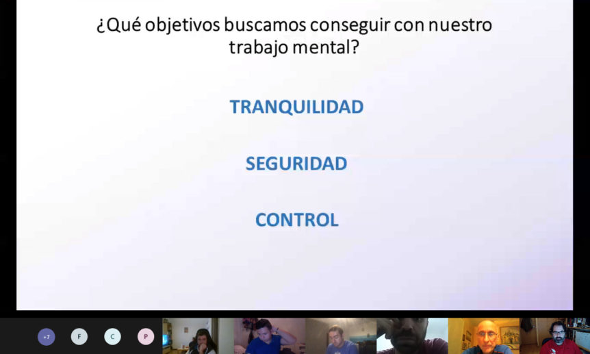 Captura de la sala virtual donde se realizó la charla de preparación mental para árbitros.